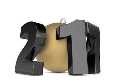New 2017 year plastic figures with gold decoration ball Stock Illustration