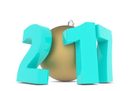 New 2017 year plastic figures with gold decoration ball Stock Illustration