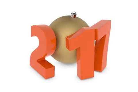 New 2017 year plastic figures with gold decoration ball Stock Illustration