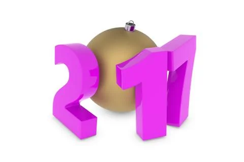 New 2017 year plastic figures with gold decoration ball Stock Illustration