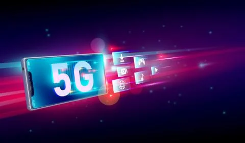 New 5th generation of internet, 5G network wireless with High speed Stock Illustration