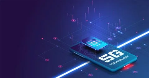 New 5th generation of internet, 5G network wireless with High speed connection Stock Illustration