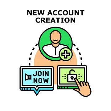 New account creation process on a digital platform Stock Illustration