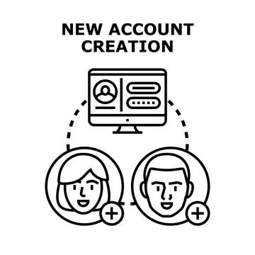 New account creation process online user registration Ilustración de archivo