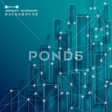 New age of crystal blue square geometric technology patterns background. Stock Illustration