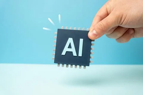 New AI microchip. Development of AI technologies. Advanced processor innova.. Stock Photos