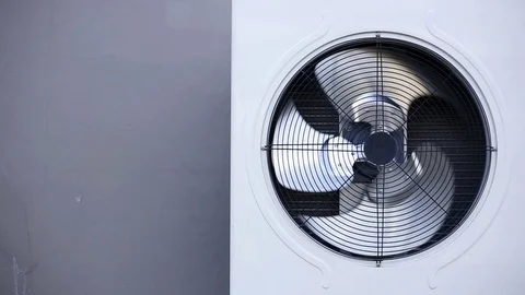 New air conditioning compressor near the wall Stock Footage 76237841