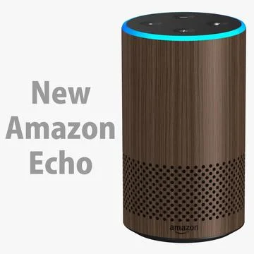 New Amazon Echo 2018 Walnut Finish 3D Model