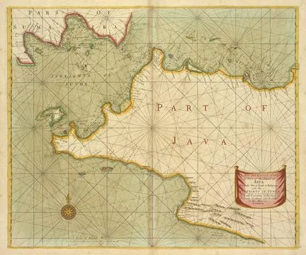 A new and correct chart of part of the Island of JAVA from the West end to... 库存照片