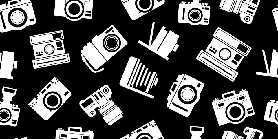 New and old camera background seamless pattern イラスト素材