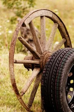 New and old wheel Stock Photos