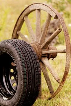 New and old wheel Stock Photos