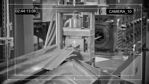 New and powerful metalworking machine in modern workshop CCTV concept Video stock 108603213