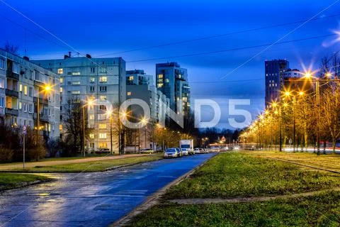 New and soviet era block apartment buildings Stock Photos