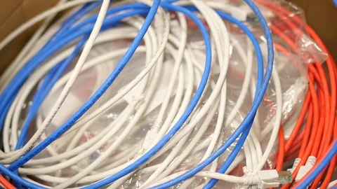 New and used computer network cables Stock Footage 88408907