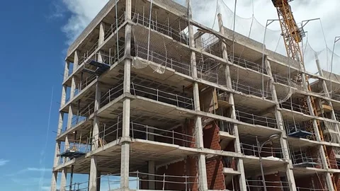 New Apartment Building Under Construction in Valencia, Spain Stock Footage 275820844