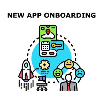 New app onboarding process improving user experience Stock Illustration