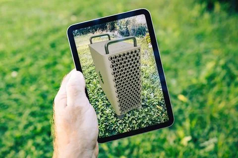 New Apple Computers iPad Mini stylish compact design tablet with Apple Pencil Stock Photos