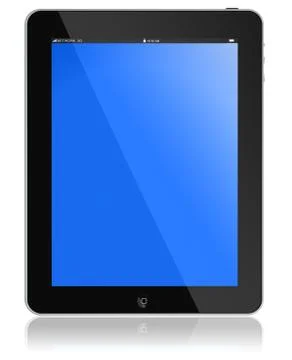 New apple ipad portable computer tablet glossy black and chromed, blue screen Stock Illustration