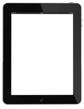 New apple ipad portable computer tablet glossy black and chromed, white screen 스톡 일러스트