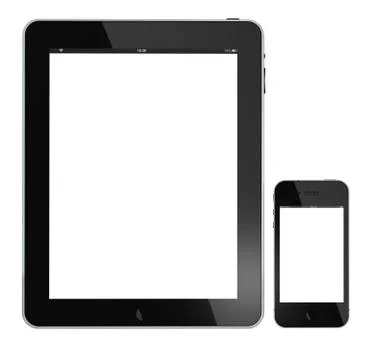 New apple ipad portable computer tablet and iphone 4 Stock Photos