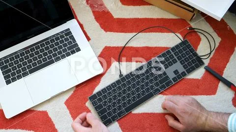 New apple Magic Keyboard with Numeric Keypad Space Gray unboxing Stock Photos
