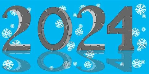 New approaching 2024 background of the snowflake on we turn blue Illustrazione stock