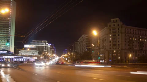 New Arbat bridge night hyperlapse 库存影片 32185230