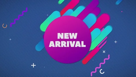 New Arrival banner on Abstract background in flat style with animation of rounde Stock Footage 105343315
