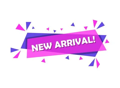 New arrival banner icon in flat style. Arrivals shop vector illustration on.. Stock Illustration