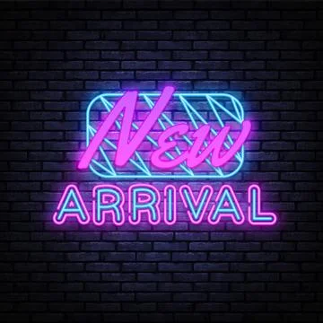 New Arrival neon sign vector. New Collection Design template neon sign, light Stock Illustration