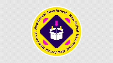 New arrival with package box round sticker animated loop Stock Footage 328577237