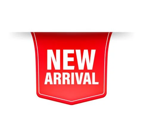 New arrival red label on white background. New collection. Vector illustratio Stockillustratie