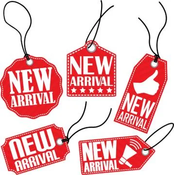 New arrival red tag set, vector illustration Stock Illustration