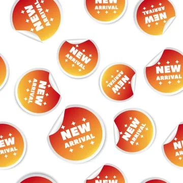 New arrival sticker seamless pattern background icon. Business flat vector il Stock Illustration