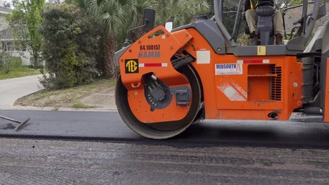 New asphalt is rolled Stock-Footage 127647883