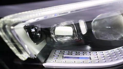 The new automatic headlight of the premium car. The included car LED headlight Stock Footage 231544474