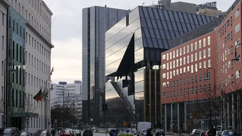 New Axel Springer building in Berlin by architect Rem Koolhaas Stock Footage