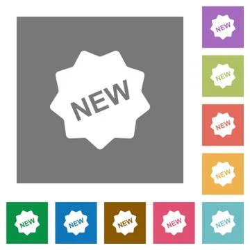 New badge square flat icons Stock Illustration