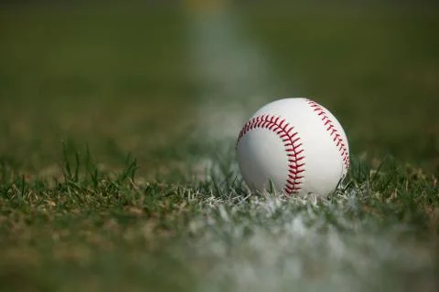 New baseball in the grass Stock Photos