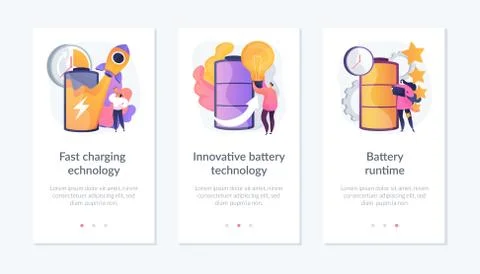 New battery life engineering app interface template. Stock Illustration