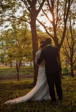 A new beginning of a couple in the sunset Stock Photos