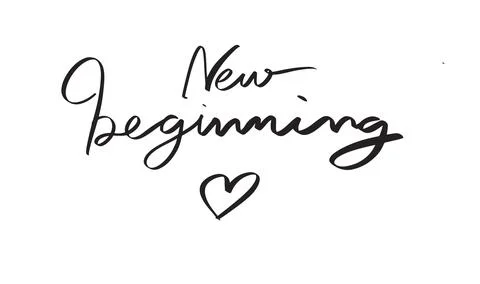 New beginning love heart shape black color object font text calligraphy han.. Stock Illustration