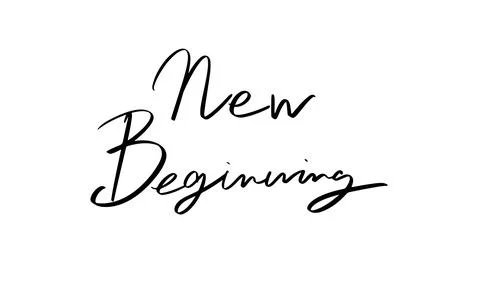 New beginning text font calligraphy hand written lettering script black col.. Stock Illustration