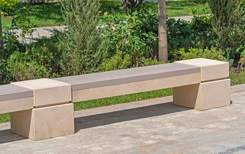 New bench in the park Stock Photos