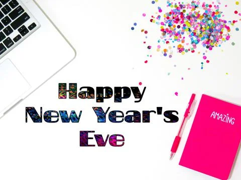 New Best Happy New Year's Eve Celebration Colorful Stylish Front Text Backgro Stock Photos