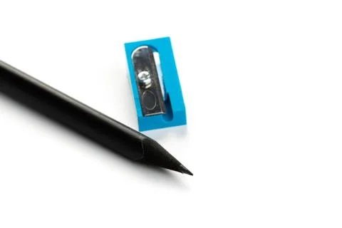 New Black graphite pencil triangular shape isolated.on white background Stock Photos