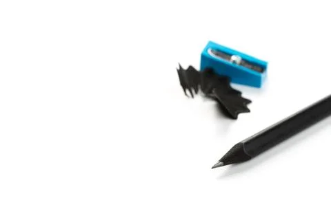 New Black graphite pencil triangular shape isolated.on white background Stock Photos