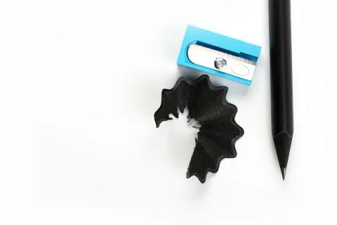 New Black graphite pencil triangular shape isolated.on white background 스톡 사진