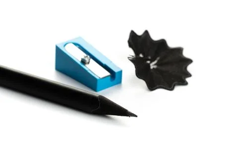New Black graphite pencil triangular shape isolated.on white background 스톡 사진